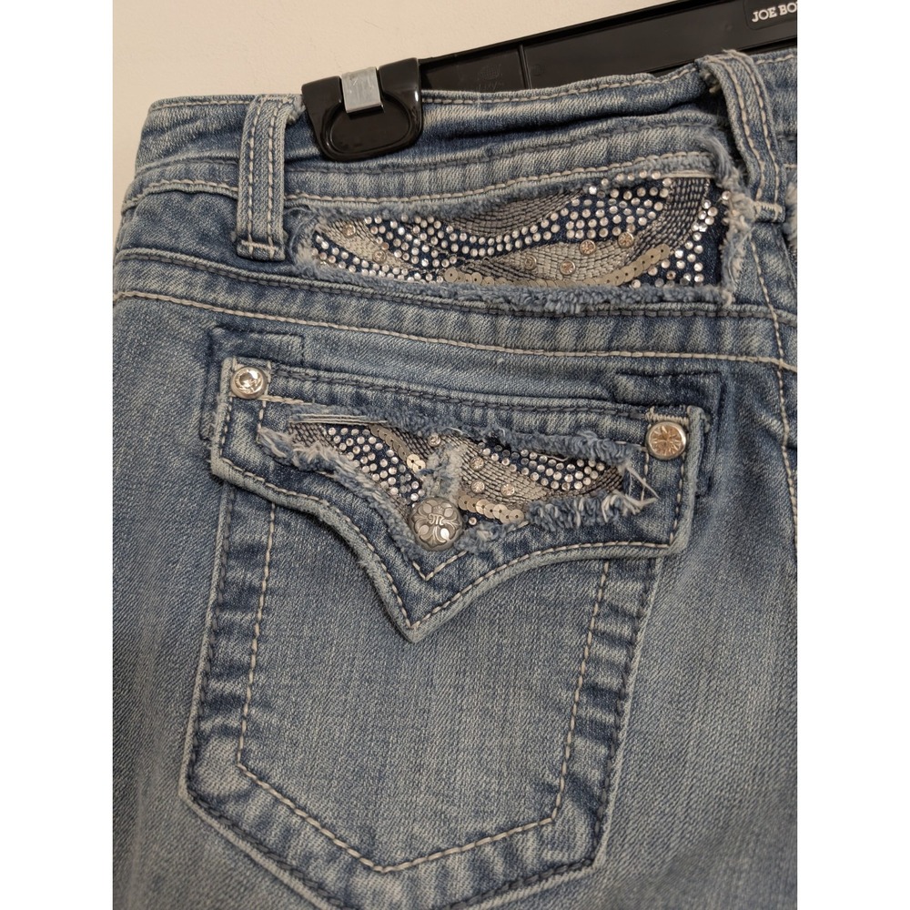 Miss Me Flare Denim Jeans 29 (30) Low Rise Stretch Sequin Blue JE5440F3R Great! - Picture 5 of 15
